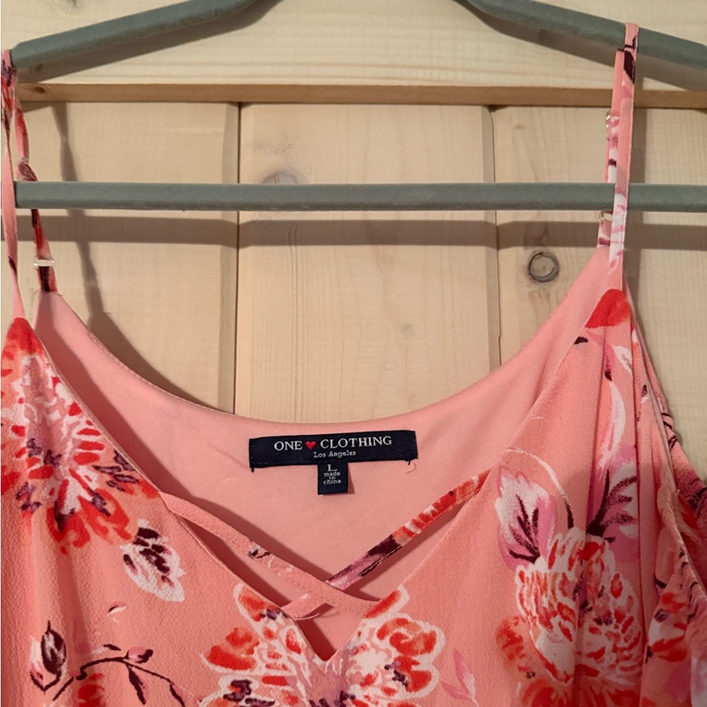 One Clothing Pink Floral Jumpsuit Size Large - Picture 3 of 4